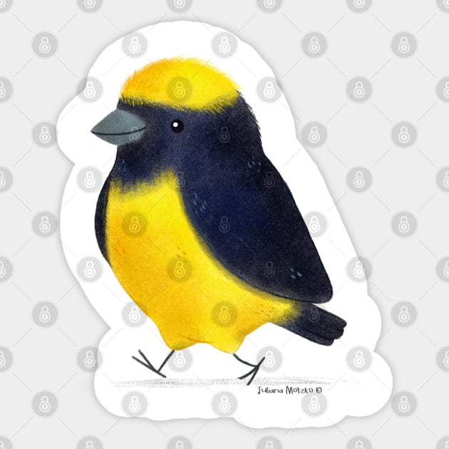 Yellow Crowned Euphonia Bird Sticker by julianamotzko